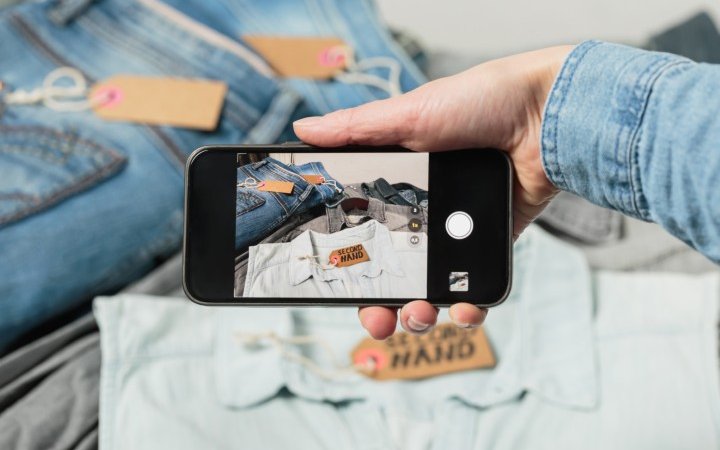 Flomio Impression - Womans Hand Taking Photo Of Denim Shirt To Upload 2023 11 27 04 51 20 Utc